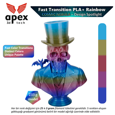 Apex3D Gökkuşağı PLA+ Filament - Kozmik Nebula 1 Kg 1.75mm