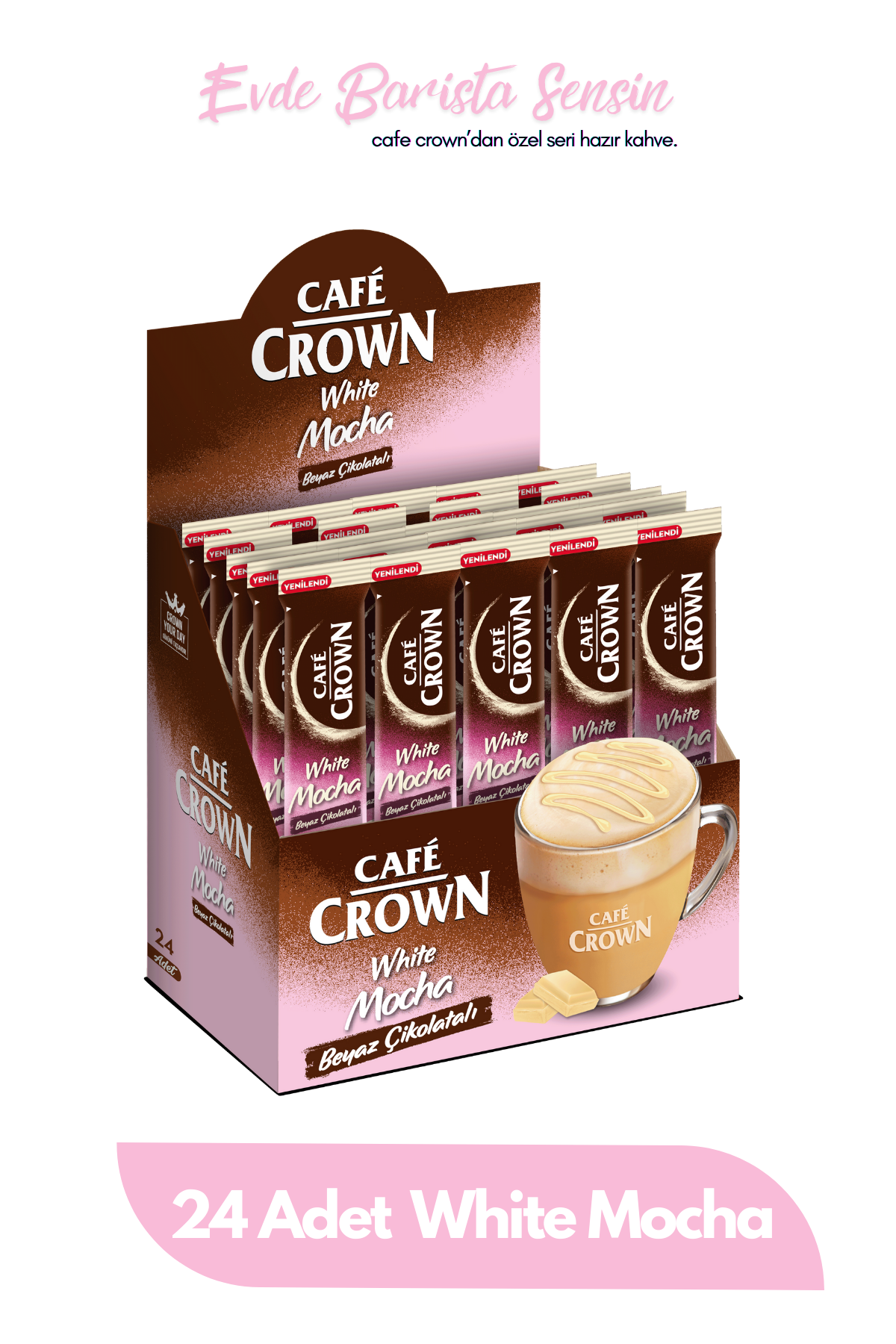 ぼ*ん様 クラウンショコラ オフホワイト OP Beyaz Çikolatalı Mocha 24 Adet -