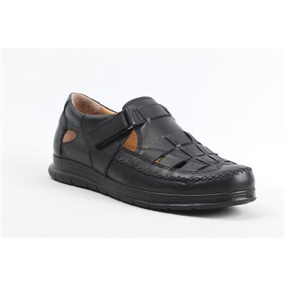 Ulus 04 Siyah Deri Sandalet