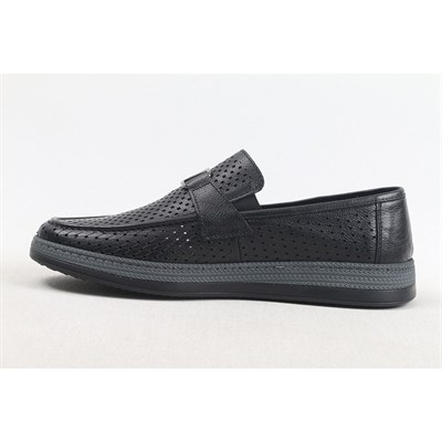 Ulus 348-1 (V) Tokali Delikli Siyah Loafer Ayakkabi