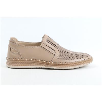 Ulus 7050 Bej Delikli Loafer Ayakkabi