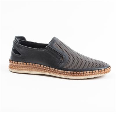 Ulus 7050 Siyah Delikli Loafer Ayakkabi