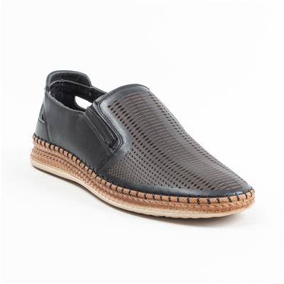 Ulus 7050 Siyah Delikli Loafer Ayakkabi
