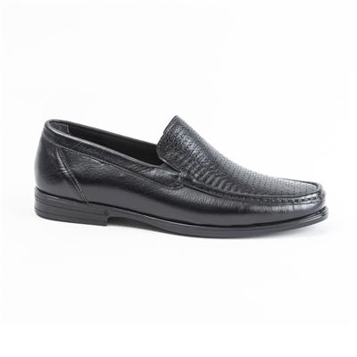 Ulus T-2312-1 Delikli Siyah Loafer Ayakkabi
