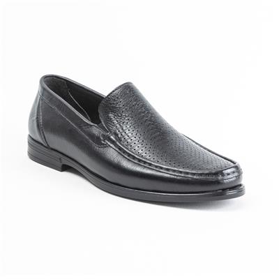 Ulus T-2312-1 Delikli Siyah Loafer Ayakkabi