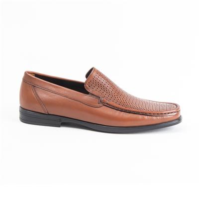 Ulus T-2312-1 Delikli  Taba Loafer Ayakkabi