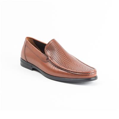 Ulus T-2312-1 Delikli  Taba Loafer Ayakkabi