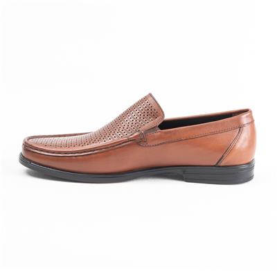 Ulus T-2312-1 Delikli  Taba Loafer Ayakkabi
