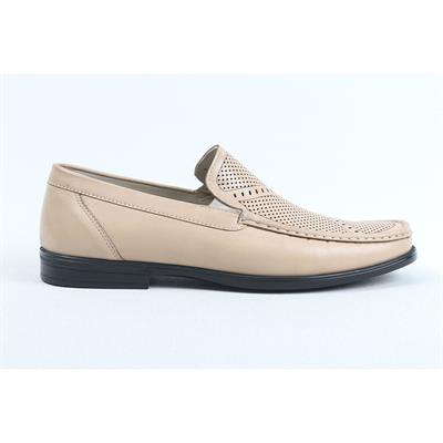 Ulus T-766-1 Delikli Bej Loafer Ayakkabi