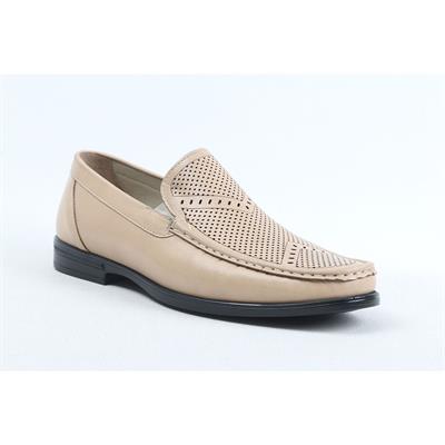 Ulus T-766-1 Delikli Bej Loafer Ayakkabi