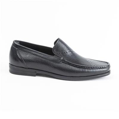 Ulus T-766-1 Delikli Siyah Loafer Ayakkabi