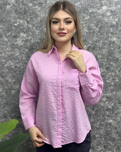 Kadın Cepli Çizgili Gömlek