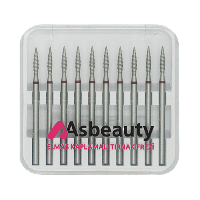 AsBeauty Elmas Kaplamalı 10'lu Paket Tırnak Frezi-Elmas K.F-Yivli Mum Alevi-21 mm-Kı