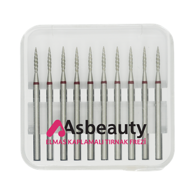 AsBeauty Elmas Kaplamalı 10'lu Paket Tırnak Frezi-Elmas K.F-Yivli Mum Alevi-16 mm-Kı