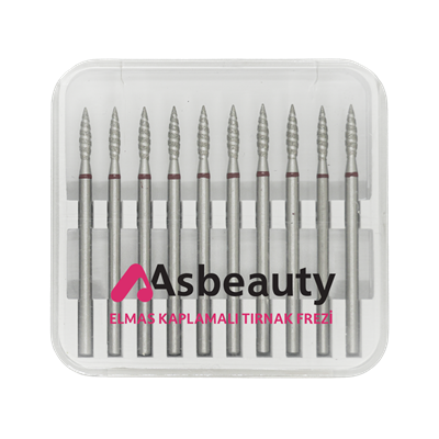 AsBeauty Elmas Kaplamalı 10'lu Tırnak Frezi-Elmas K.F-Yivli Mum Alevi-23 mm-Kı
