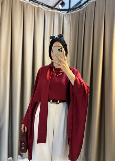 Elise Fularlı Bluz- Bordo