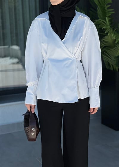 Nisya Kruvaze Gömek - Beyaz