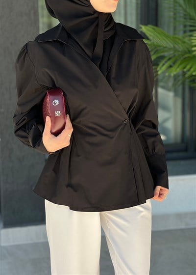 Nisya Kruvaze Gömek - Siyah