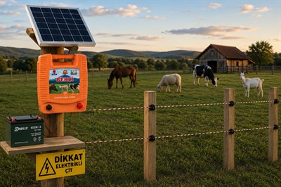 Bekçi 2.0J 5000M2 Güneş Enerjili - Sensörlü Elektrikli Çit Sistemi Ahşap Kazık Dahil