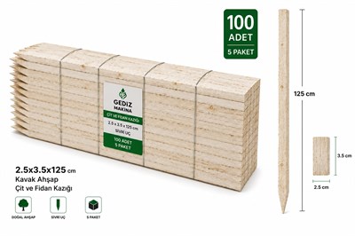 Gediz St-100 125x35x25cm Elektrikli Çit Sistemi ve Fidan Kazığı - 100 Adet
