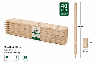 Gediz St-40 125x35x25cm Elektrikli Çit Sistemi ve Fidan Kazığı - 40 Adet