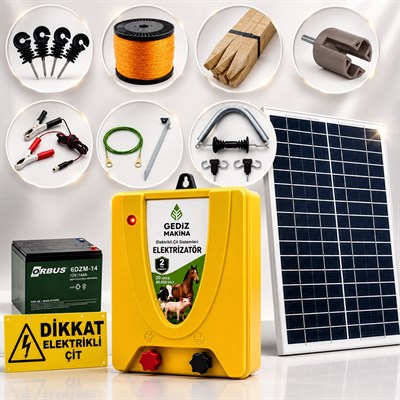 Gediz ULTRA 30000M2 Güneş Enerjili - Sensörlü Elektrikli Çit Sistemi Ahşap Kazık Dahil