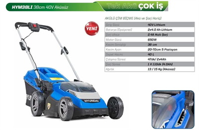 Hyundai HYM38LI Akülü Çim Biçme (Akü ve Şarj Hariç) 38cm