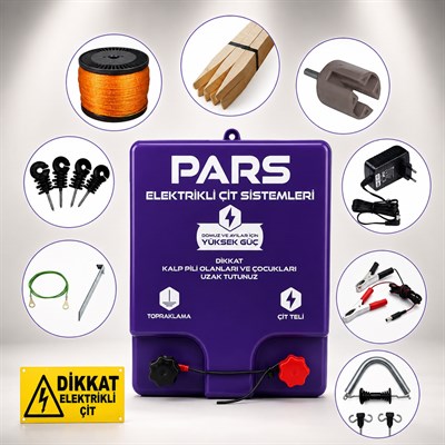 Pars Ranger 5000 M2 Elektrikli - Sensörlü Elektrikli Çit Sistemi Ahşap Kazık Dahil