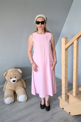 MODAL KUMAŞ PEMBE ELBİSE