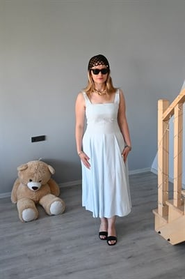 PREMİUM MODAL KUMAŞ BEBE MAVİ ELBİSE