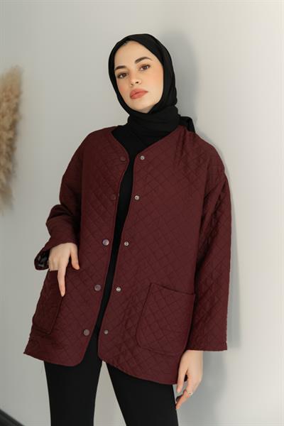 Astarlı Kapitone Ceket - Bordo