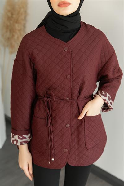 Astarlı Kapitone Ceket - Bordo