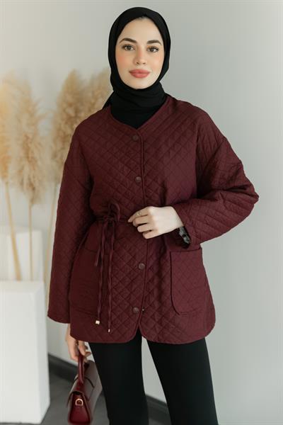 Astarlı Kapitone Ceket - Bordo