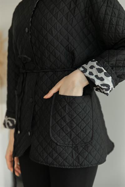 Astarlı Kapitone Ceket - Siyah