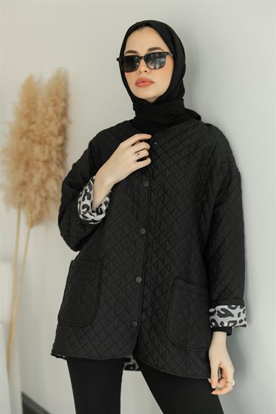 Astarlı Kapitone Ceket - Siyah