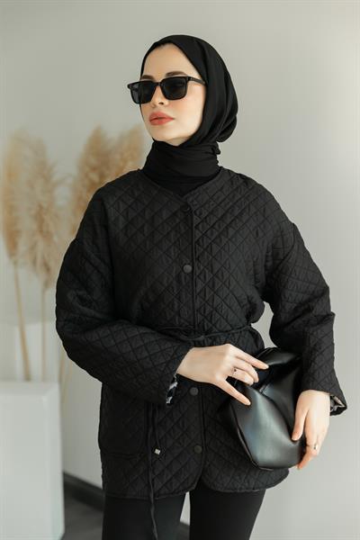 Astarlı Kapitone Ceket - Siyah