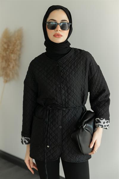 Astarlı Kapitone Ceket - Siyah