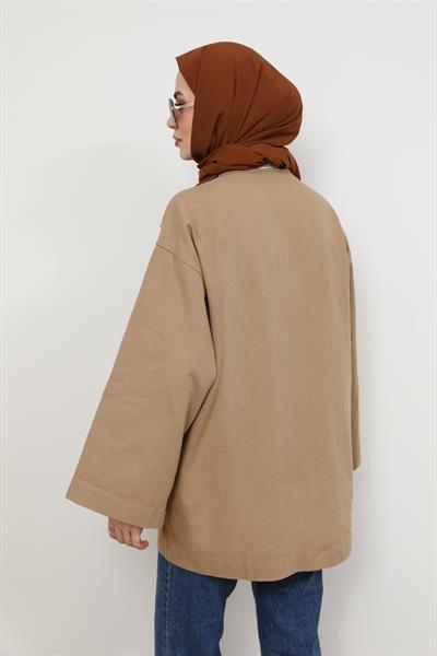 Bağcıklı Kimono - Camel