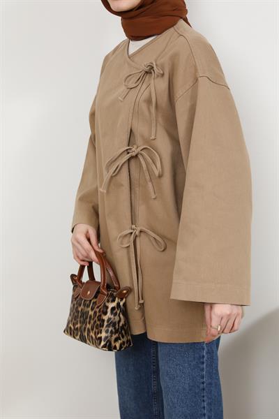 Bağcıklı Kimono - Camel