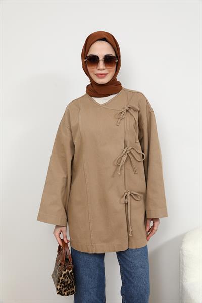 Bağcıklı Kimono - Camel