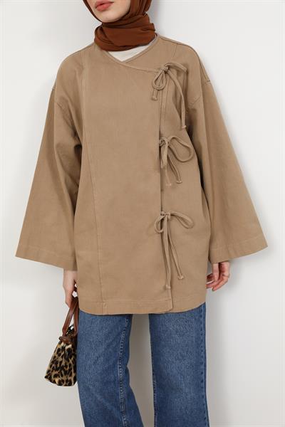 Bağcıklı Kimono - Camel