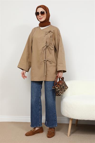 Bağcıklı Kimono - Camel