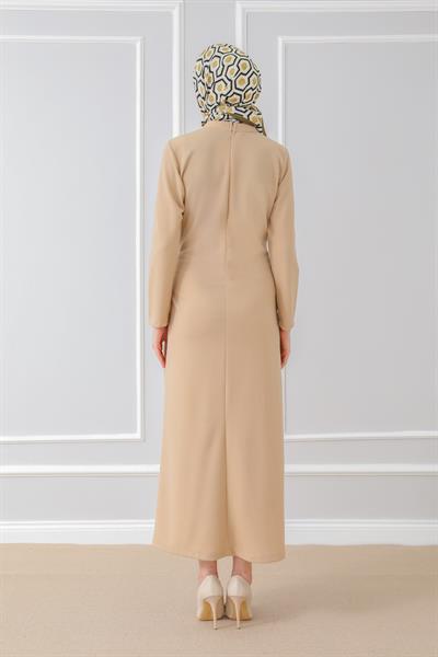 Bağlama Detaylı Elbise - Krem