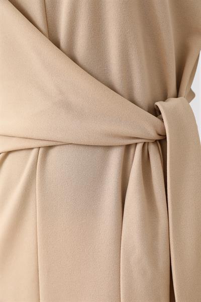 Bağlama Detaylı Elbise - Krem