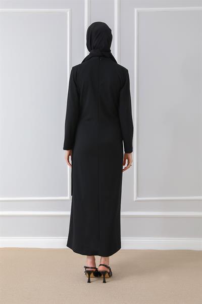 Bağlama Detaylı Elbise - Siyah