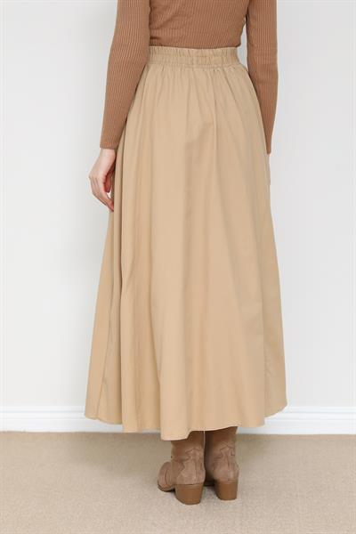 Bel Lastikli Çan Etek - Krem