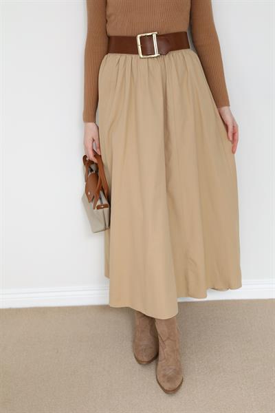 Bel Lastikli Çan Etek - Krem