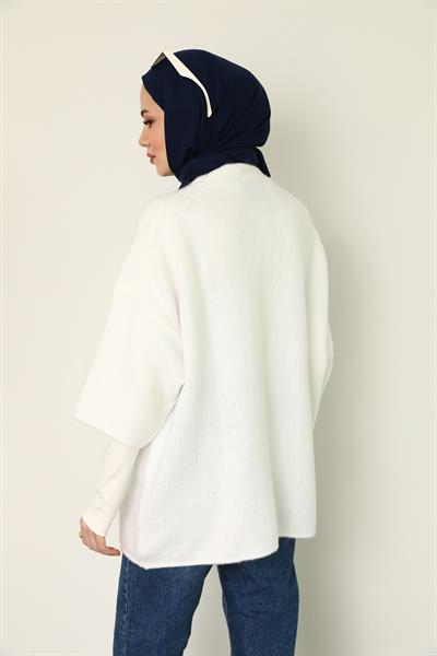 Bisiklet Yaka Kazak - Beyaz