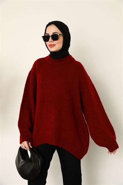 Bisiklet Yaka Kazak - Bordo