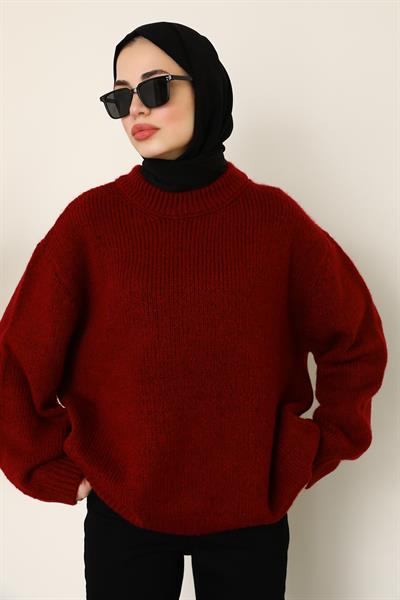 Bisiklet Yaka Kazak - Bordo